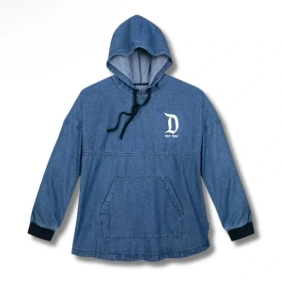 Disney Parks Denim oversized Hoodie Disneyland Resort Spirit Jersey, Blue Medium - Picture 2 of 7